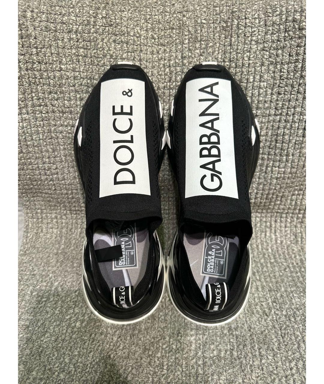 DOLCE&GABBANA Черные текстильные низкие кроссовки / кеды, фото 3