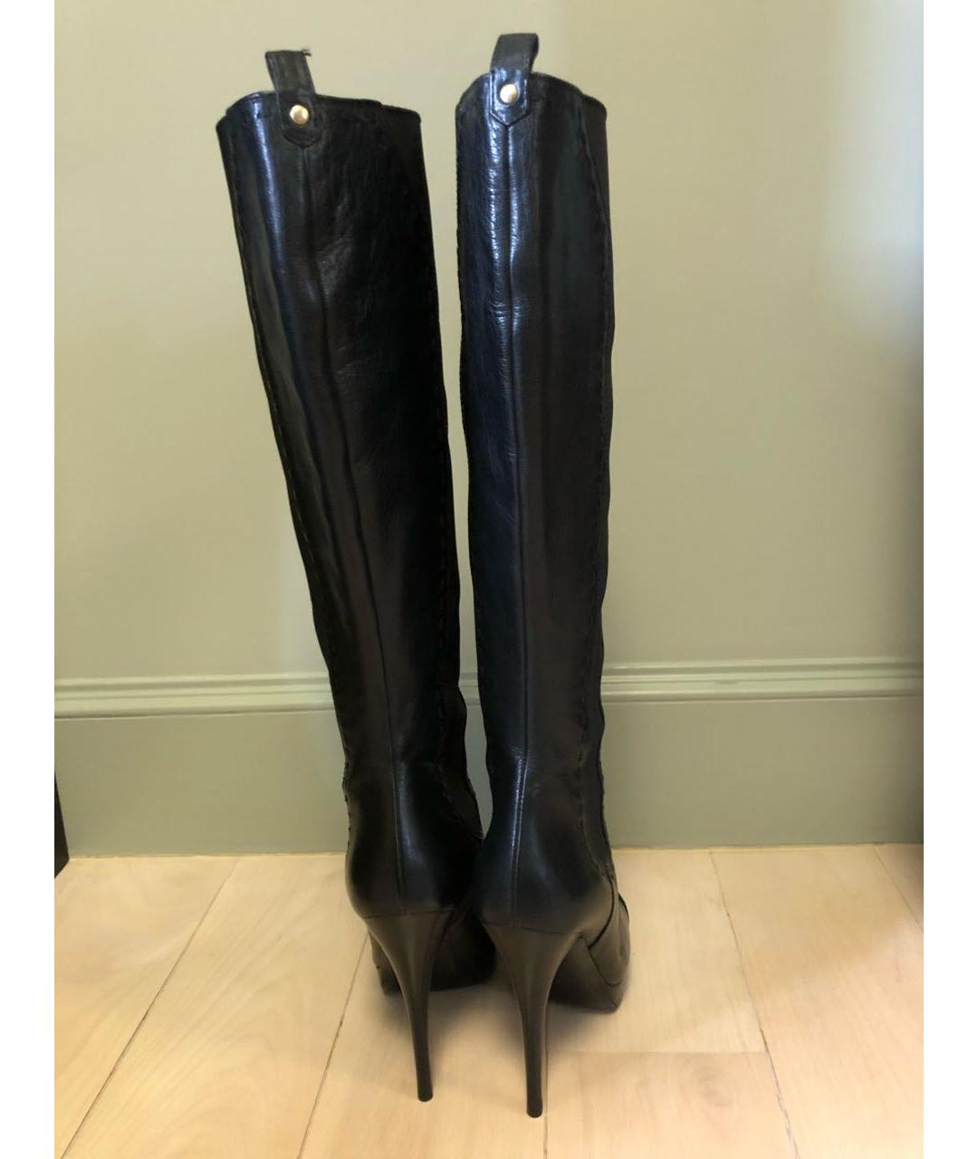 SAINT LAURENT Черные кожаные сапоги, фото 4