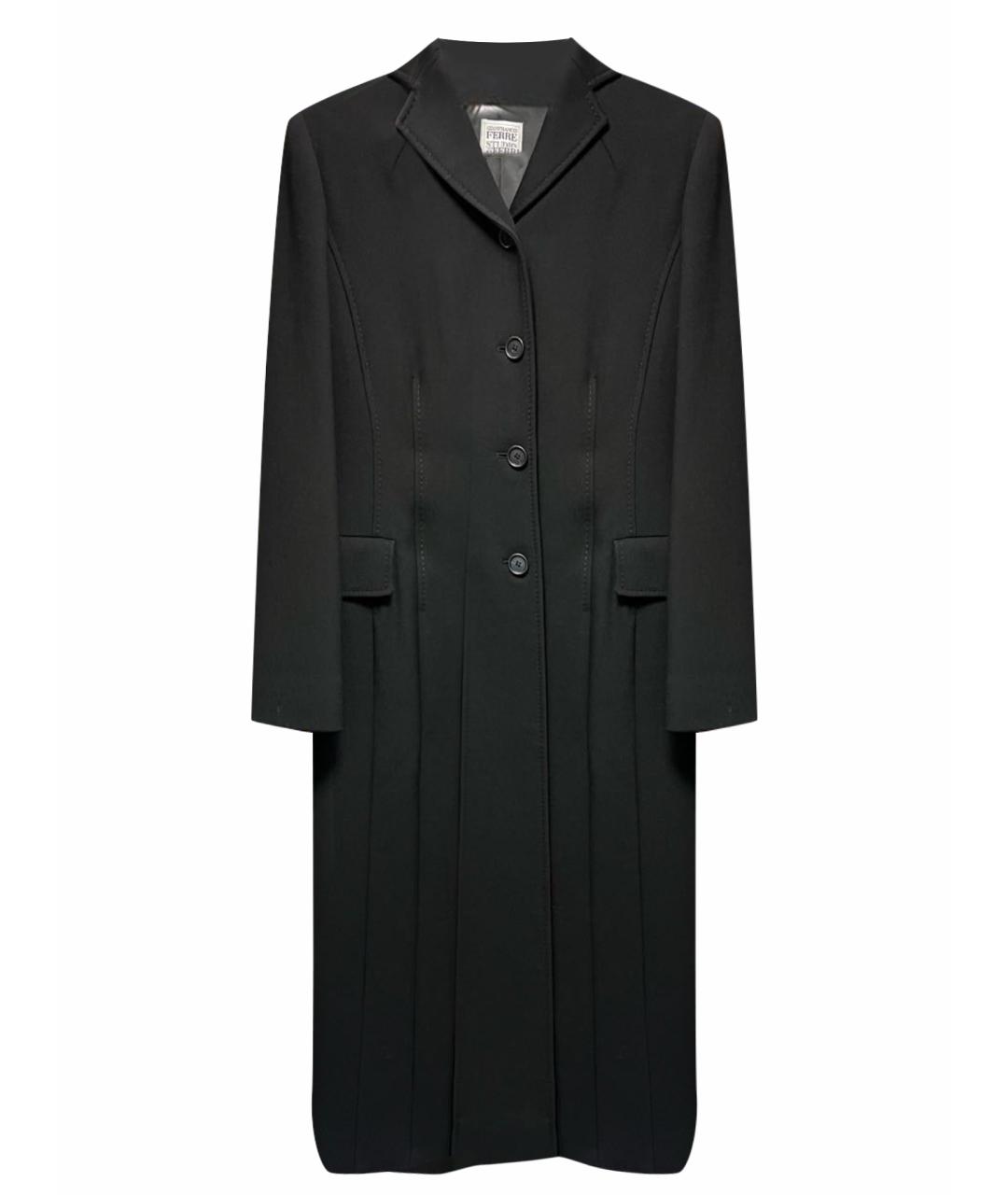 GIANFRANCO FERRE Черное шерстяное пальто, фото 1