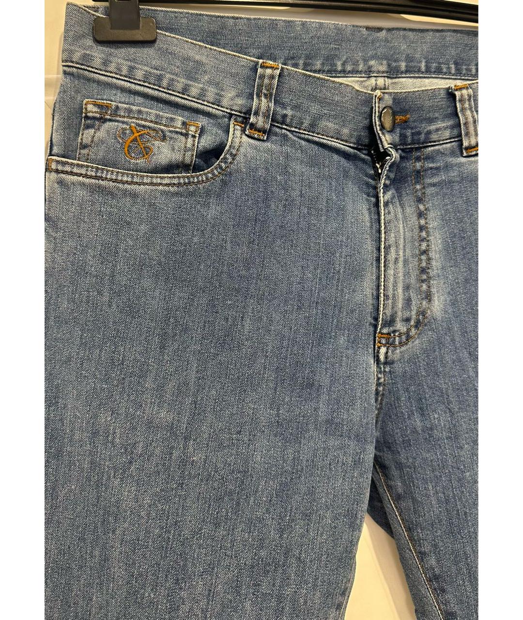 CANALI Синие хлопковые прямые джинсы, фото 2