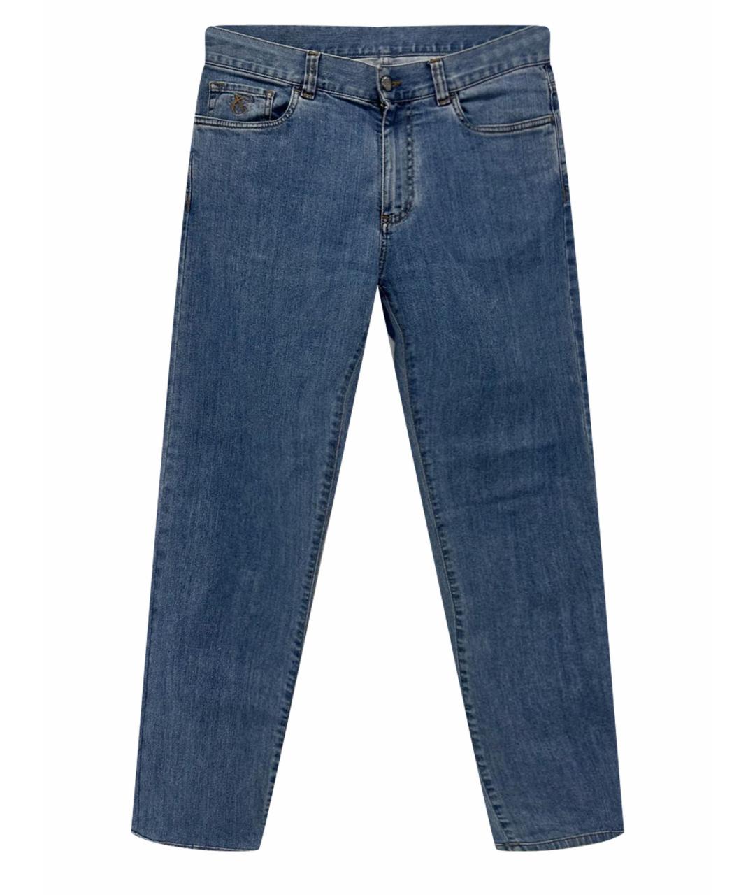 CANALI Синие хлопковые прямые джинсы, фото 1