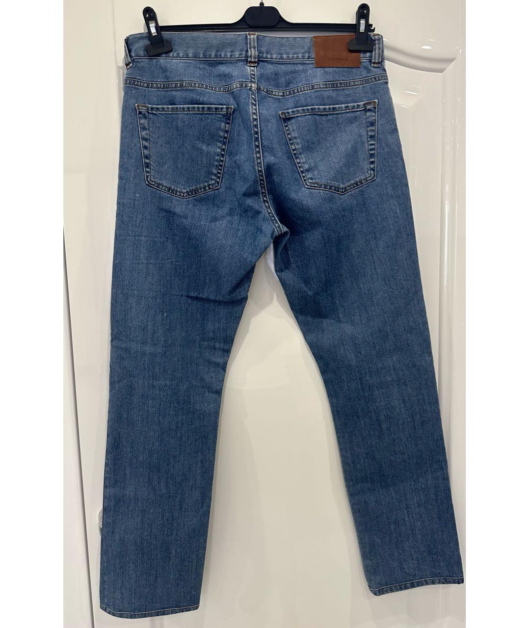 CANALI Синие хлопковые прямые джинсы, фото 3