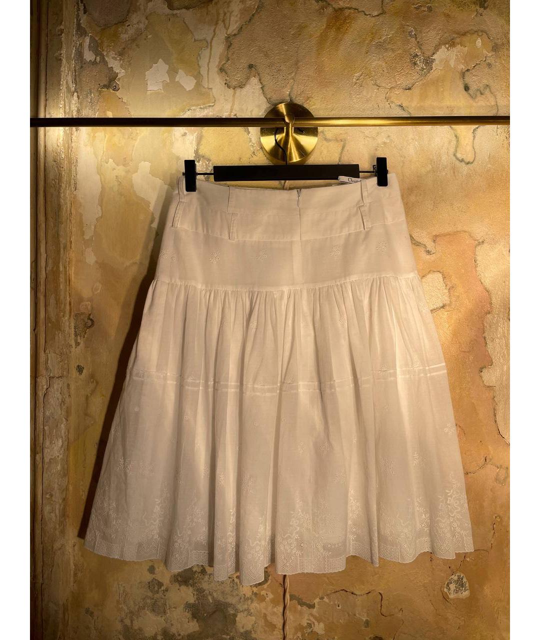 CHRISTIAN DIOR Белая хлопковая юбка миди, фото 2