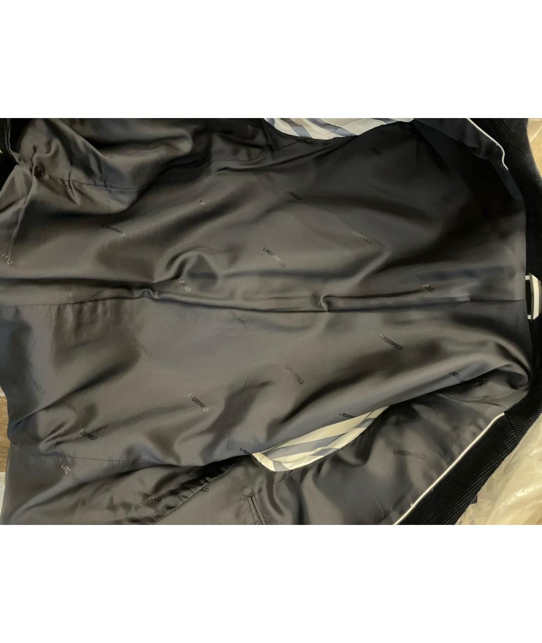 KARL LAGERFELD Темно-синий велюровый пиджак, фото 3