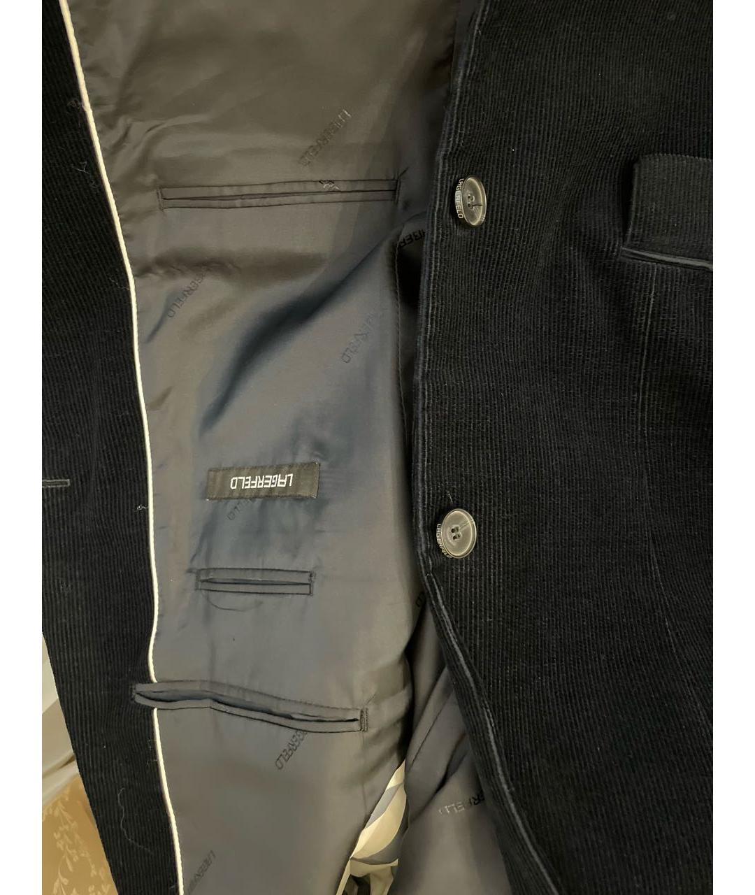 KARL LAGERFELD Темно-синий велюровый пиджак, фото 4