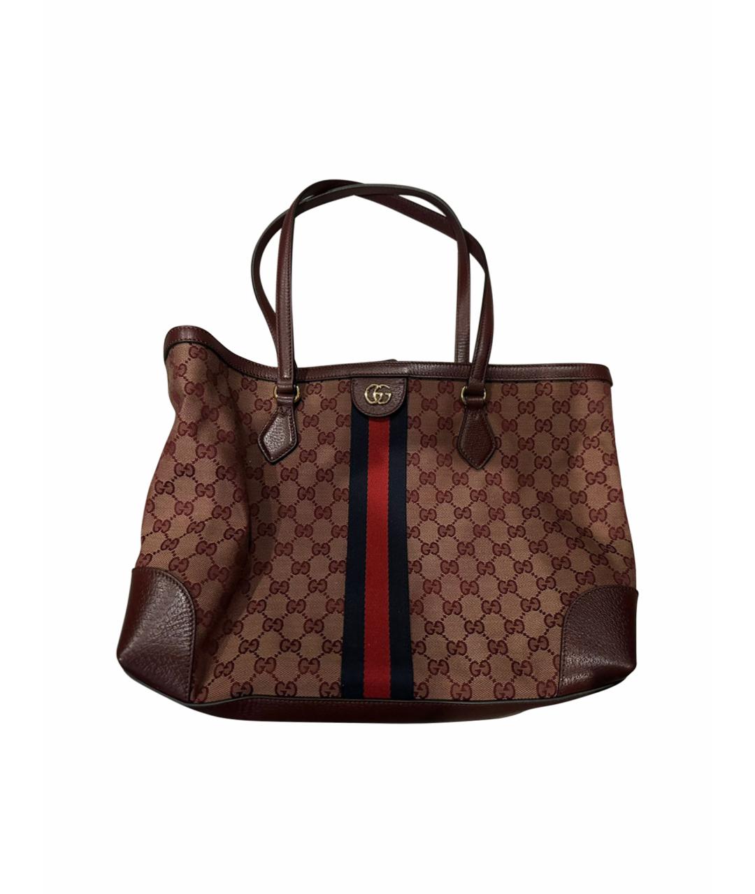 GUCCI Коричневая кожаная сумка с короткими ручками, фото 1