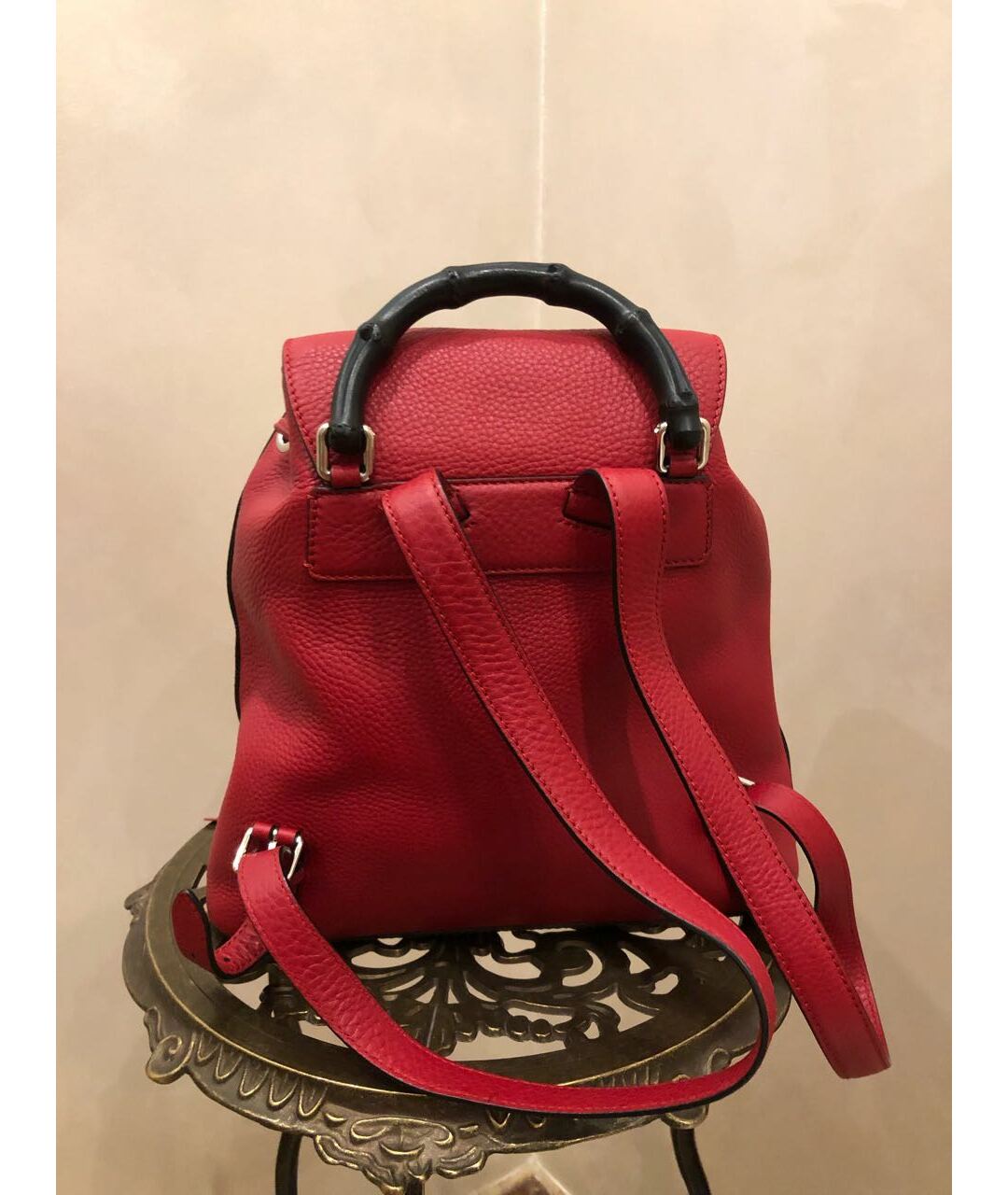GUCCI Красный кожаный рюкзак, фото 3