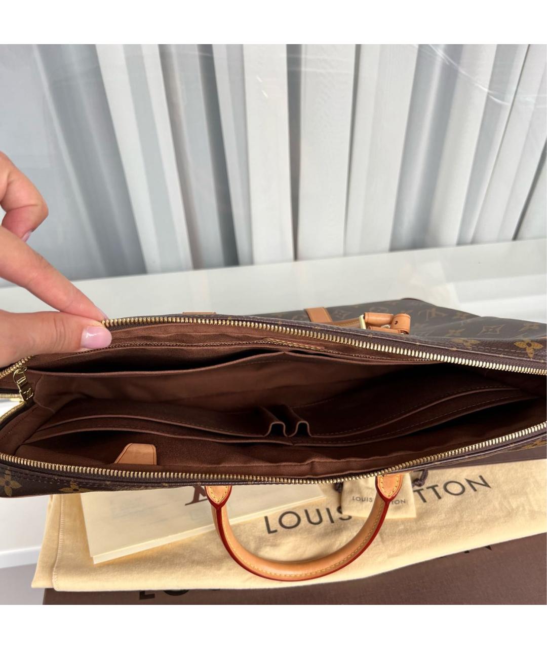 LOUIS VUITTON PRE-OWNED Коричневый кожаный портфель, фото 6