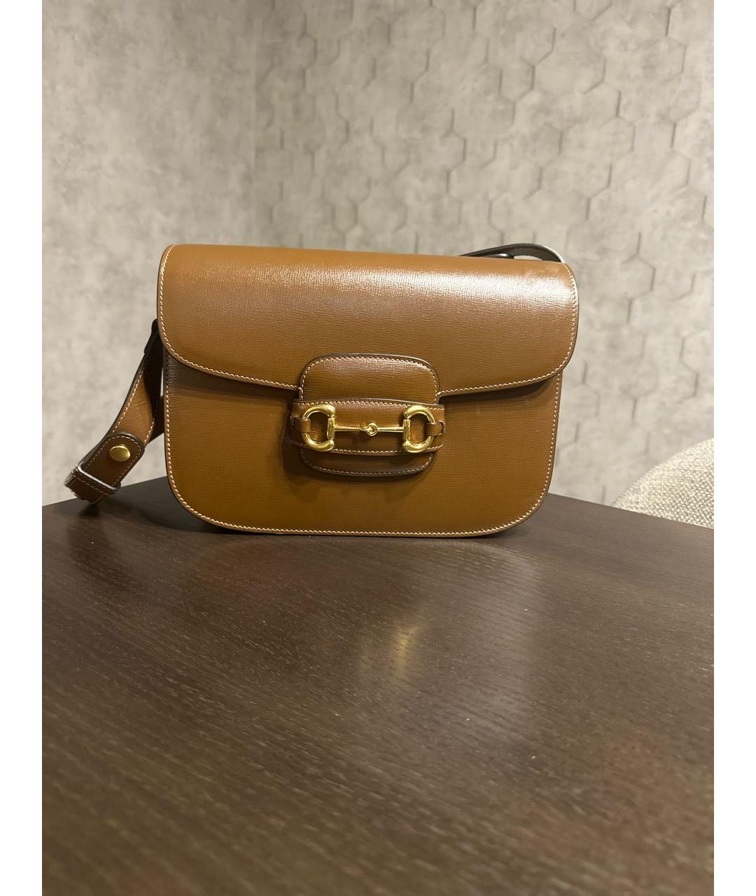 GUCCI Коричневая кожаная сумка через плечо, фото 5