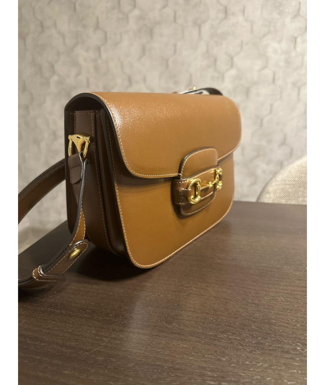 GUCCI Коричневая кожаная сумка через плечо, фото 2