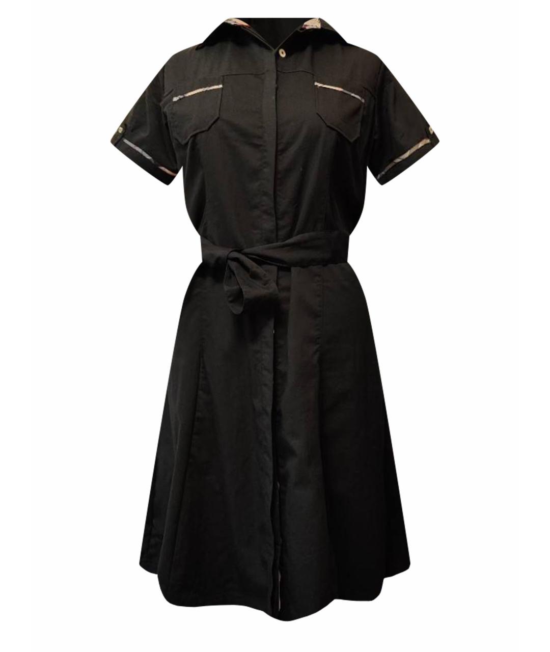 BARBOUR Черное хлопко-эластановое повседневное платье, фото 1