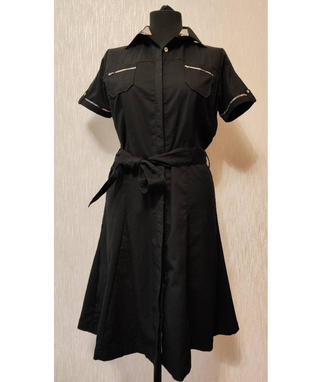 BARBOUR Черное хлопко-эластановое повседневное платье, фото 8