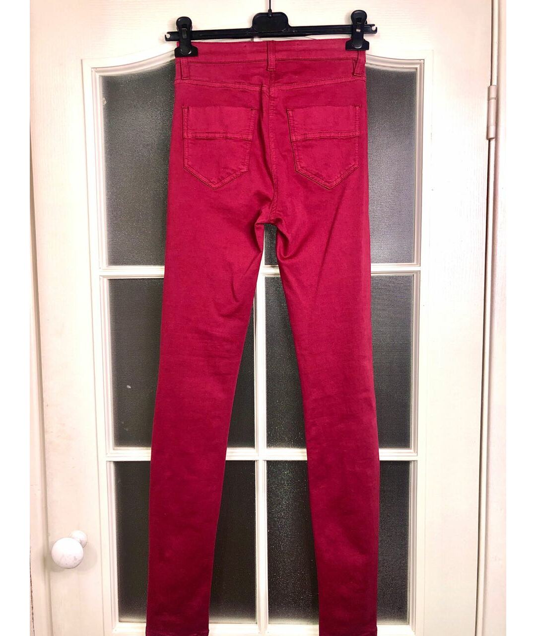 ELISABETTA FRANCHI Бордовые хлопко-эластановые джинсы слим, фото 2