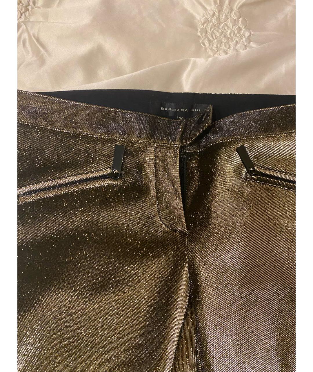 BARBARA BUI Золотые полиэстеровые брюки узкие, фото 3