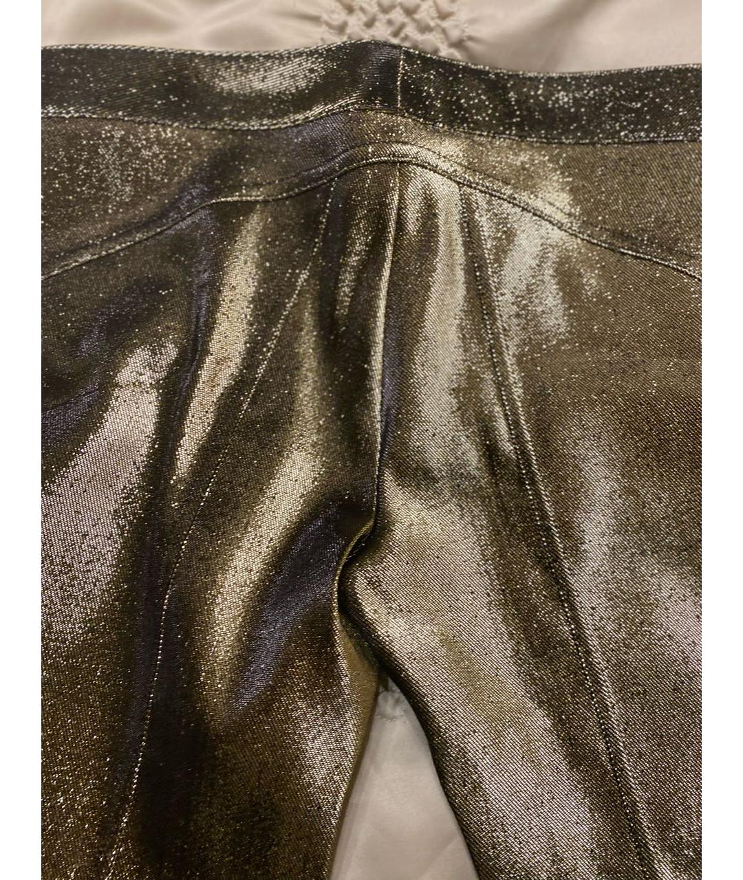 BARBARA BUI Золотые полиэстеровые брюки узкие, фото 6