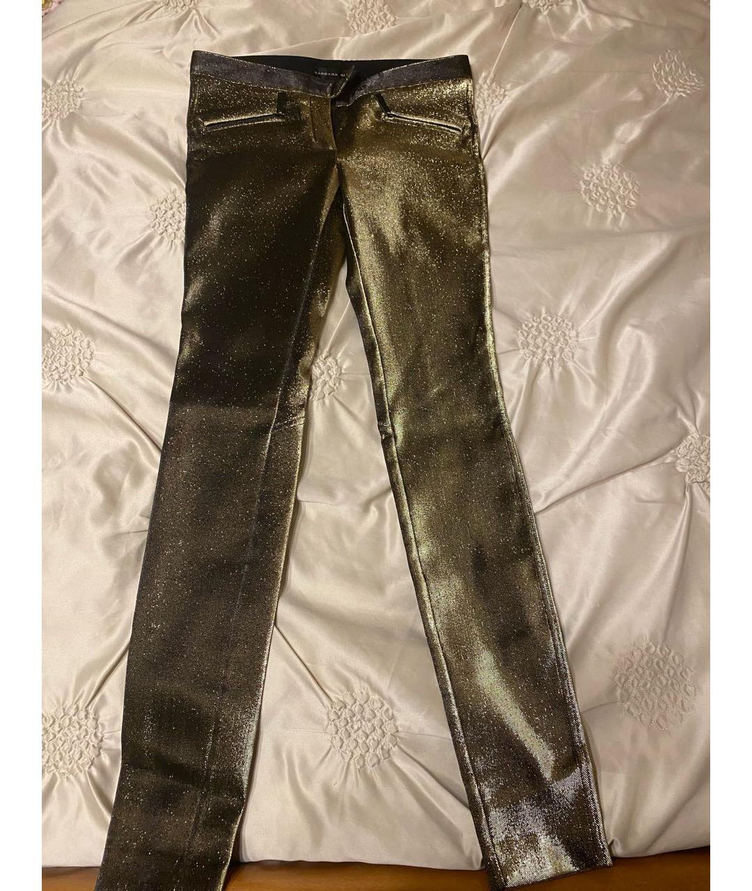BARBARA BUI Золотые полиэстеровые брюки узкие, фото 7