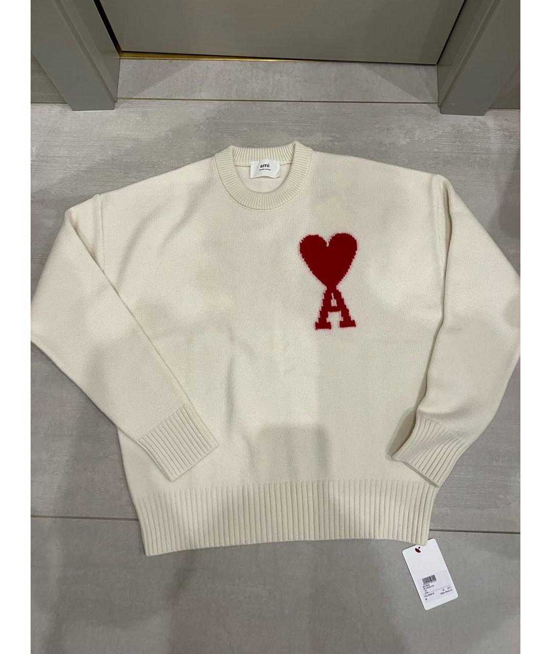 AMI Белый шерстяной джемпер / свитер, фото 3