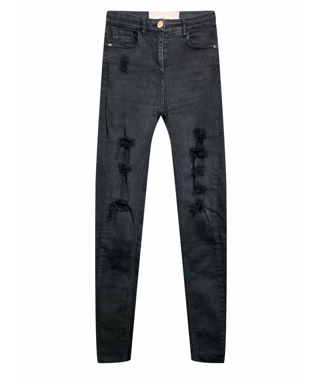 ELISABETTA FRANCHI Антрацитовые хлопко-эластановые джинсы слим, фото 1