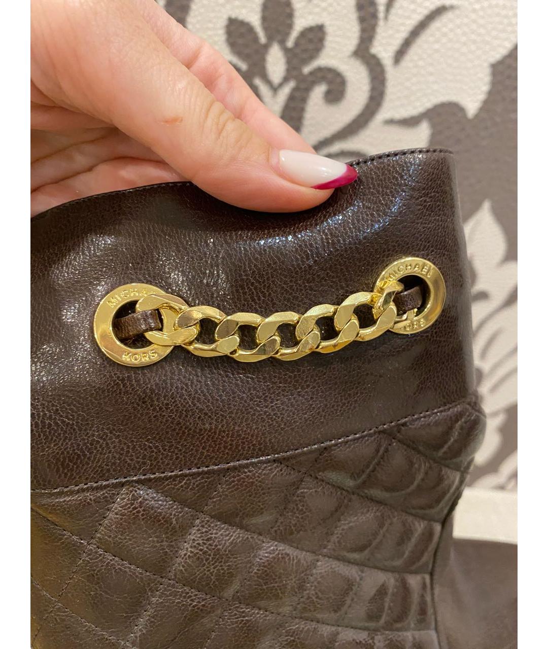 MICHAEL KORS Коричневые кожаные ботильоны, фото 8