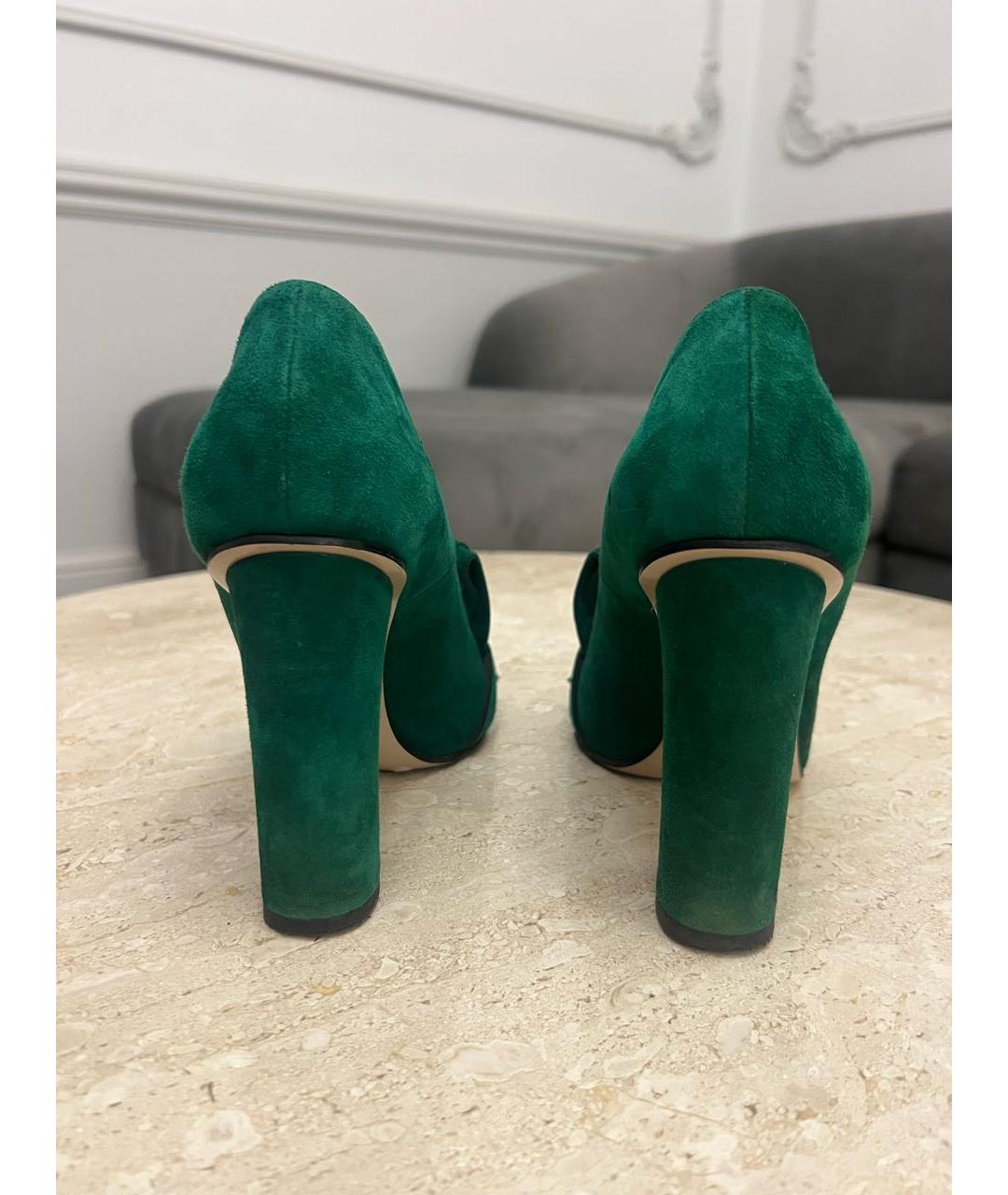 GUCCI Зеленые замшевые туфли, фото 4