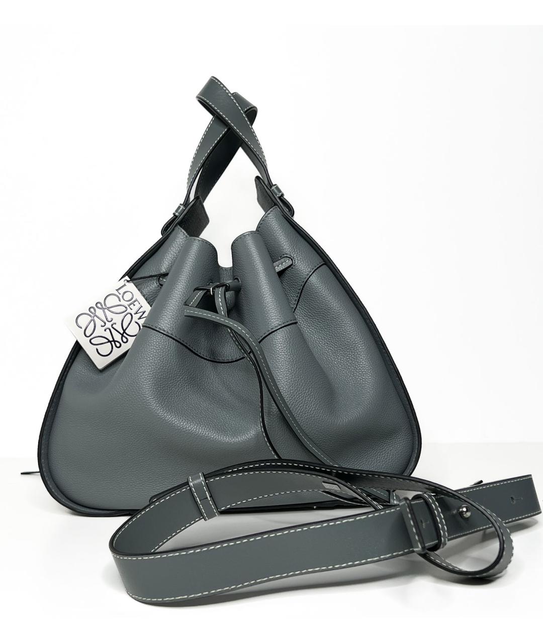 LOEWE Серая кожаная сумка тоут, фото 8