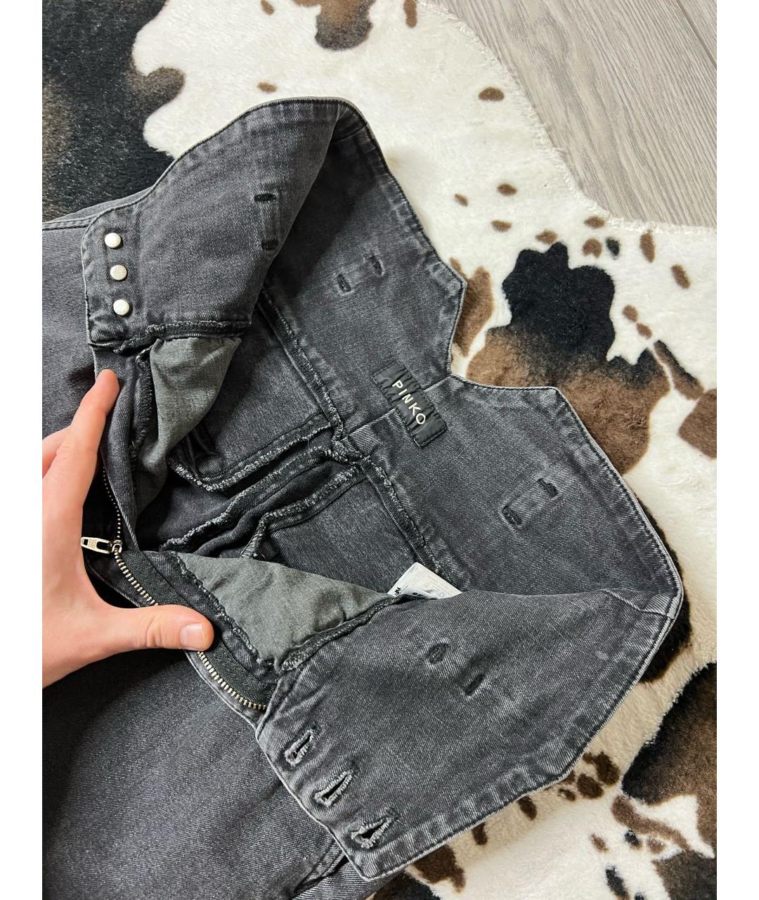 PINKO Серые хлопко-эластановые джинсы слим, фото 7
