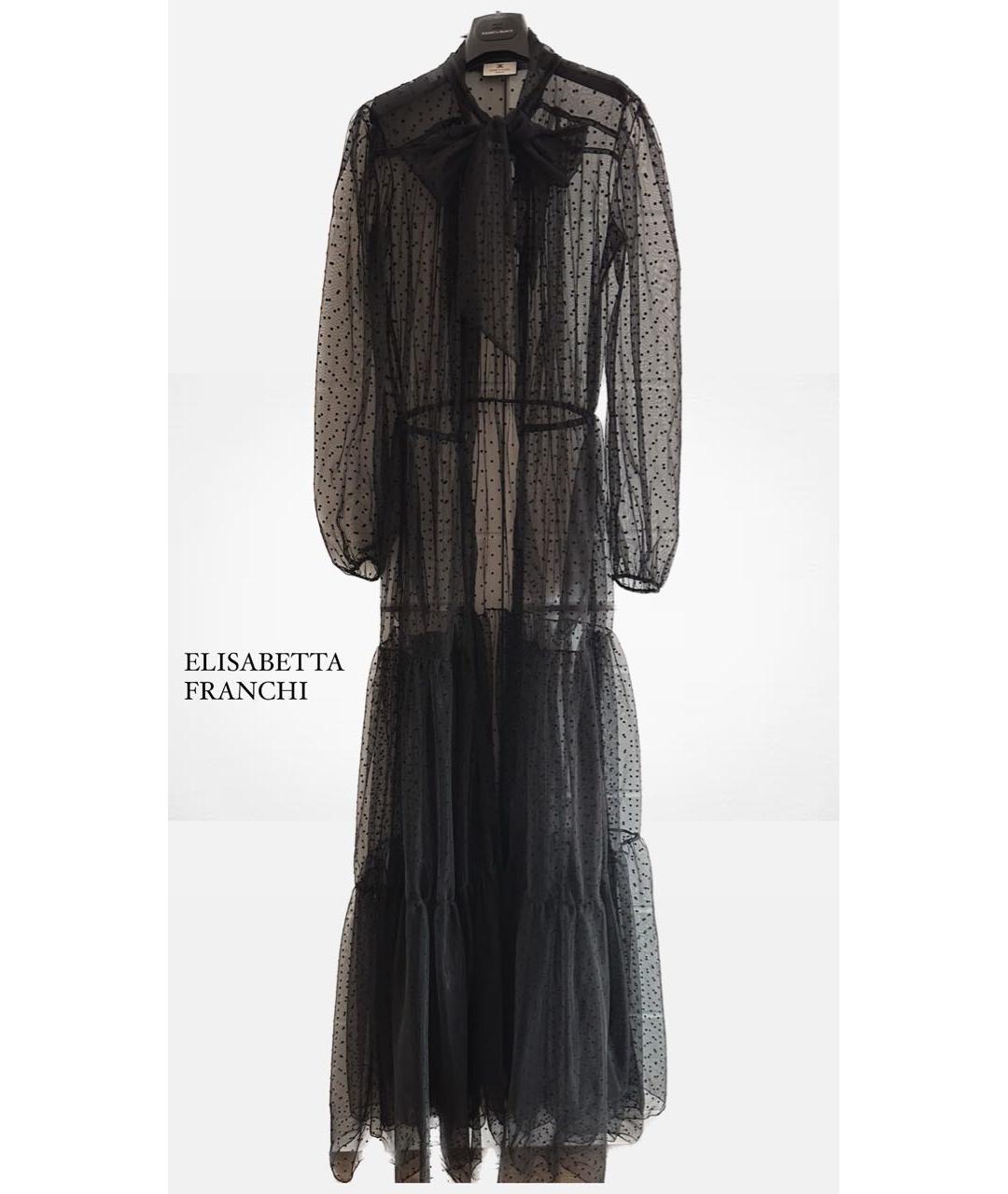 ELISABETTA FRANCHI Черное сетчатое вечернее платье, фото 3