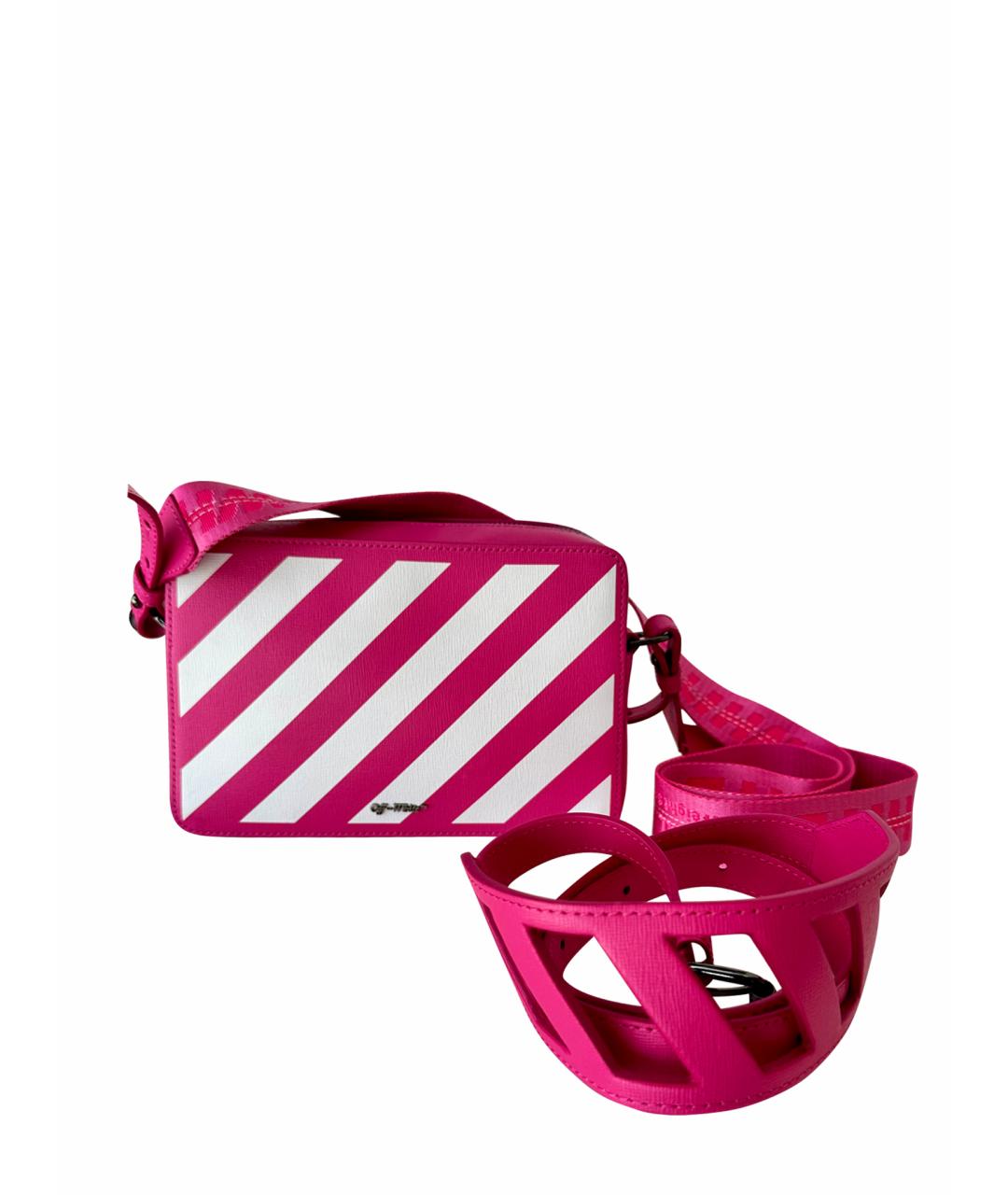 OFF-WHITE Розовая кожаная сумка через плечо, фото 1