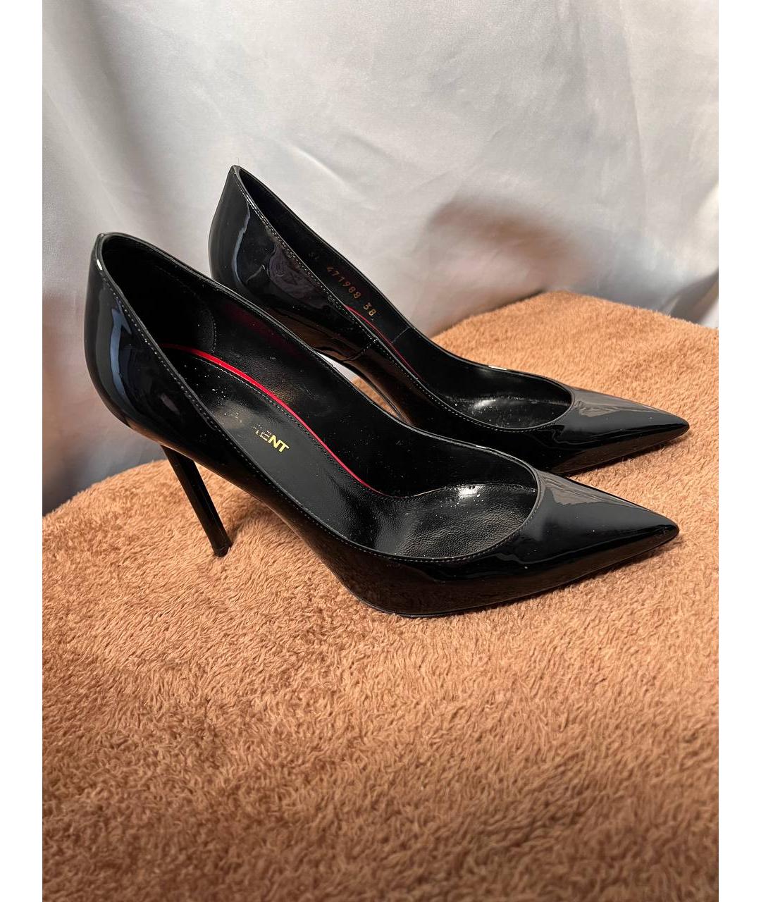 SAINT LAURENT Черные туфли из лакированной кожи, фото 2