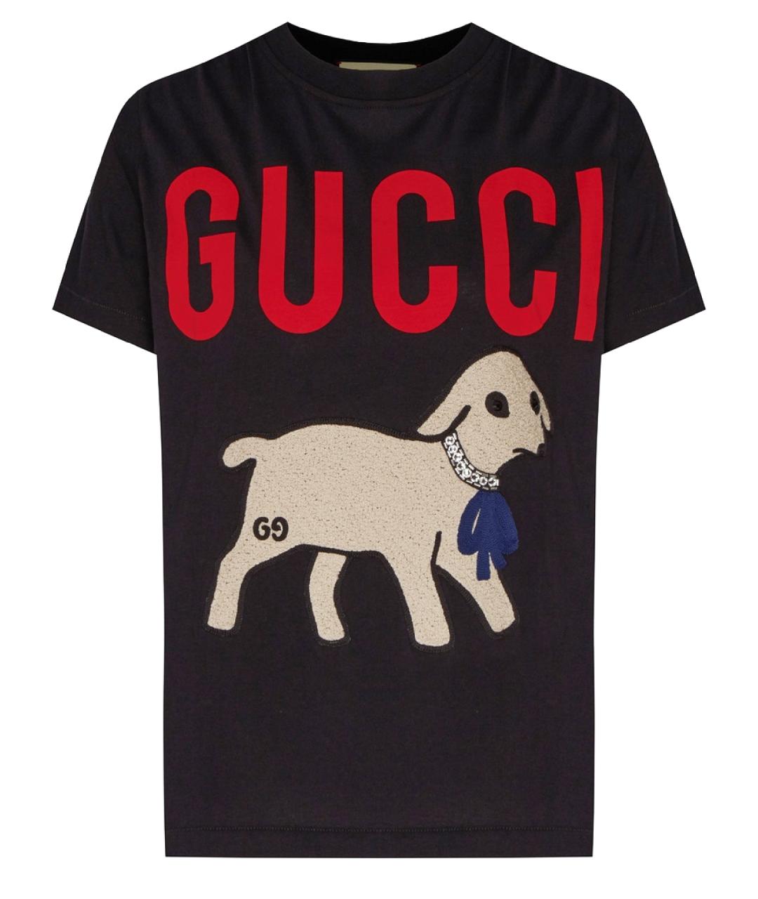 GUCCI Черная хлопковая футболка, фото 1