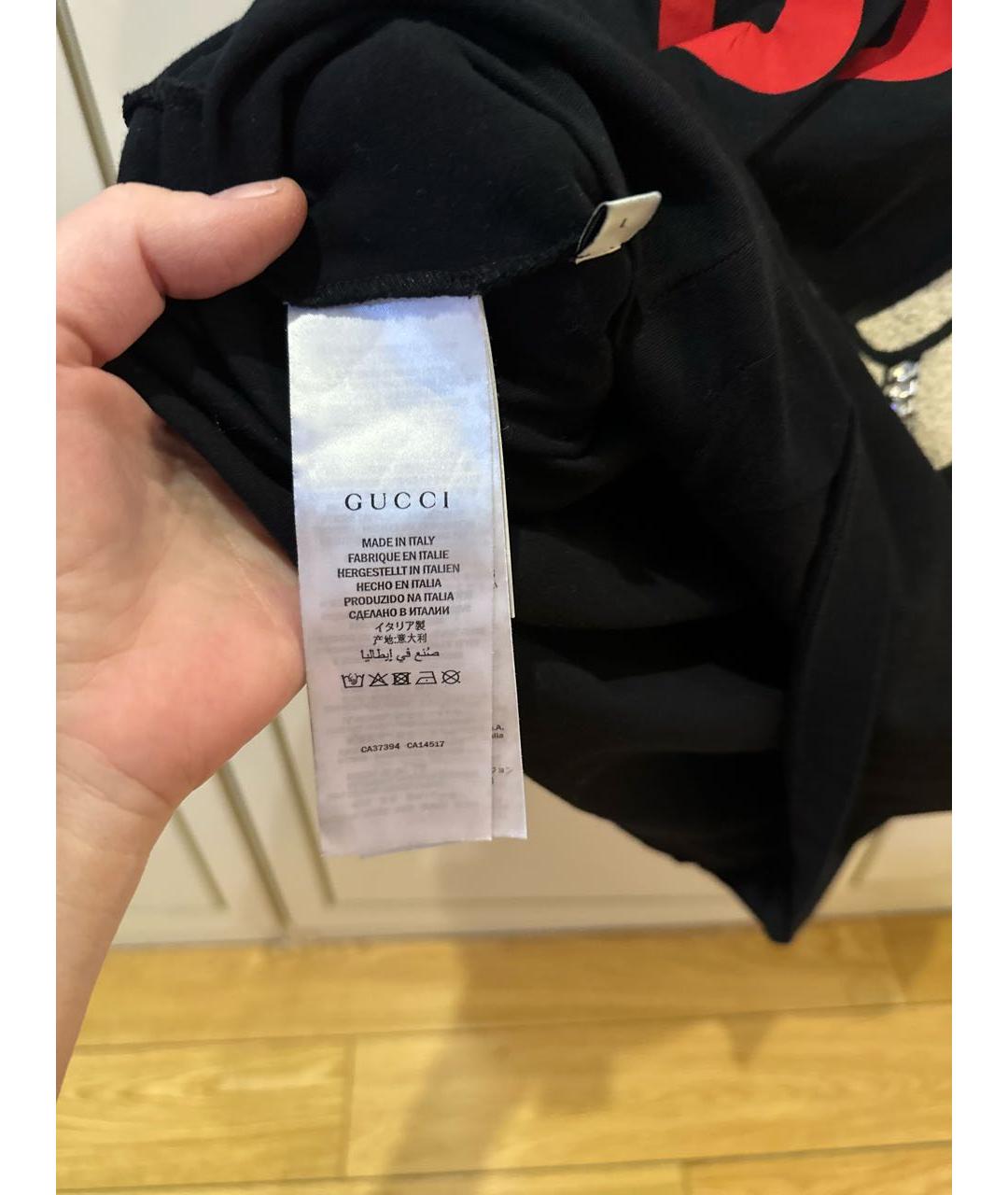 GUCCI Черная хлопковая футболка, фото 5