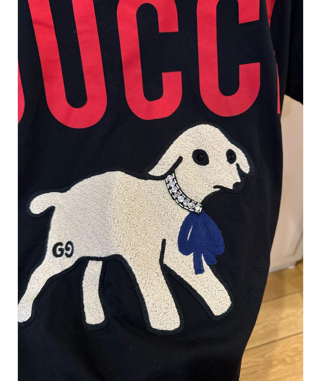 GUCCI Черная хлопковая футболка, фото 4
