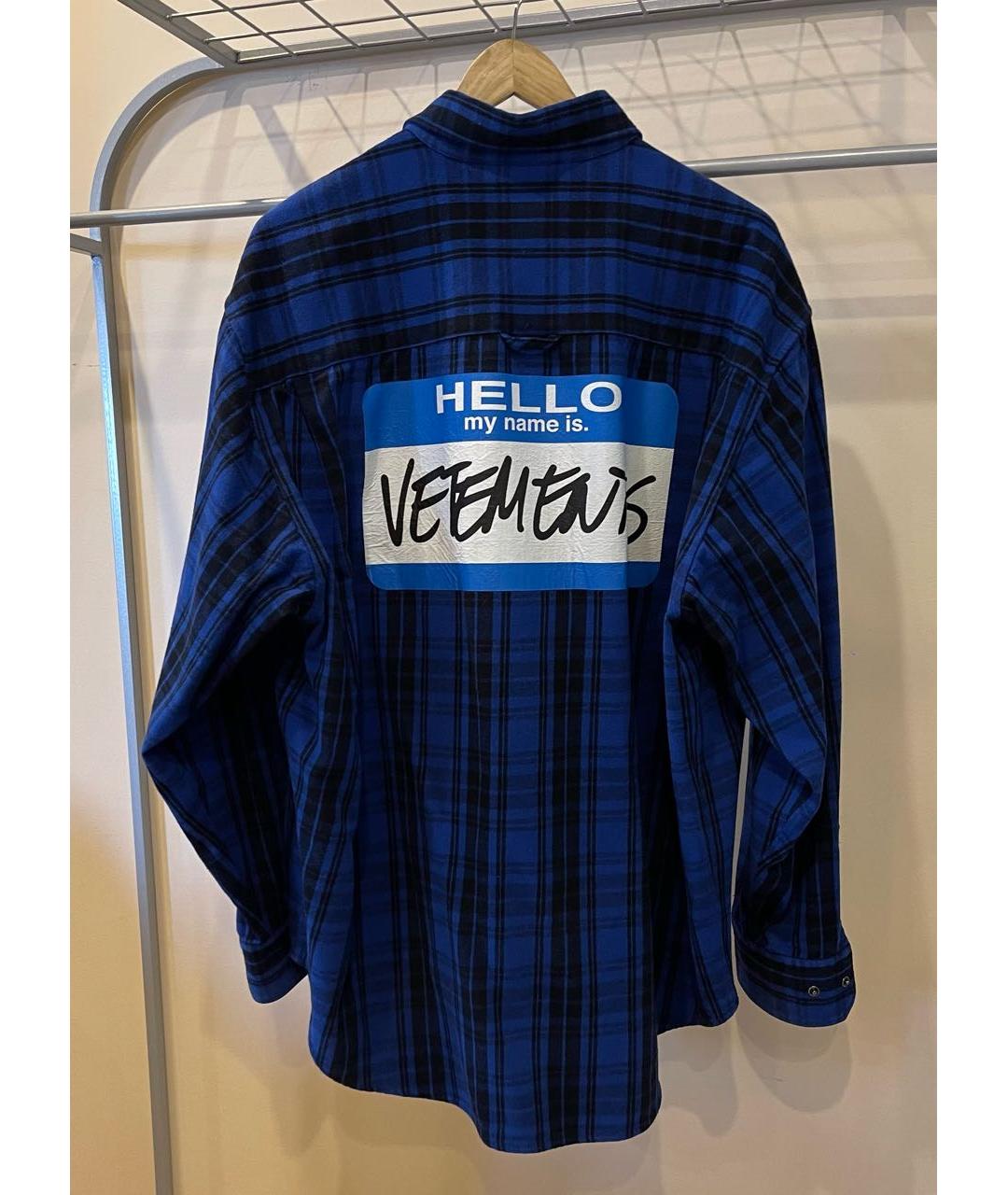 VETEMENTS Синяя хлопковая кэжуал рубашка, фото 2