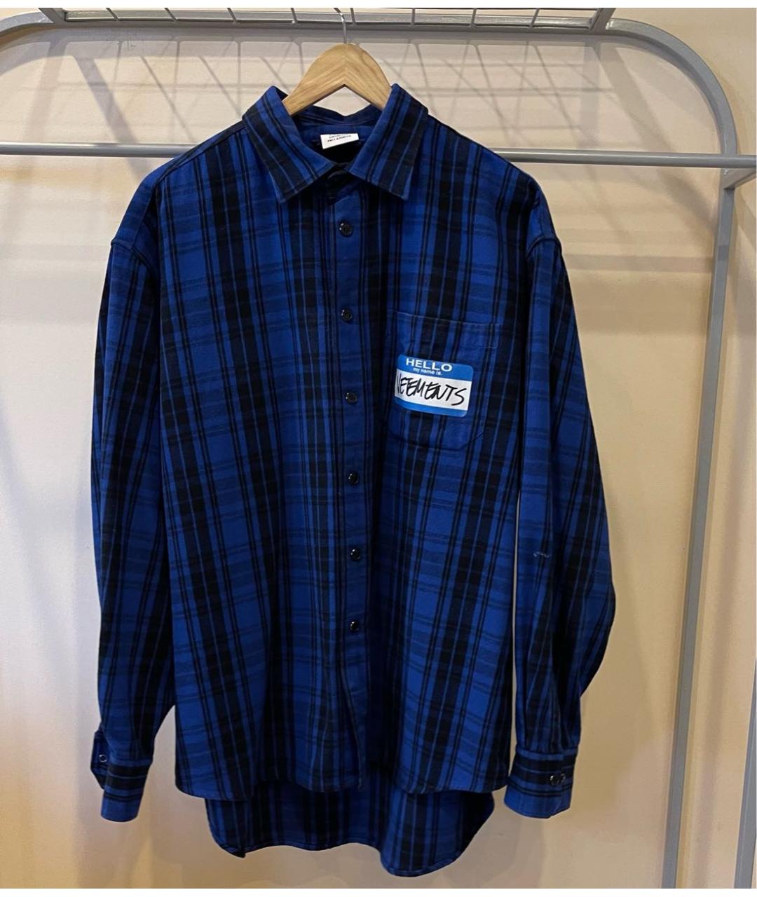 VETEMENTS Синяя хлопковая кэжуал рубашка, фото 9