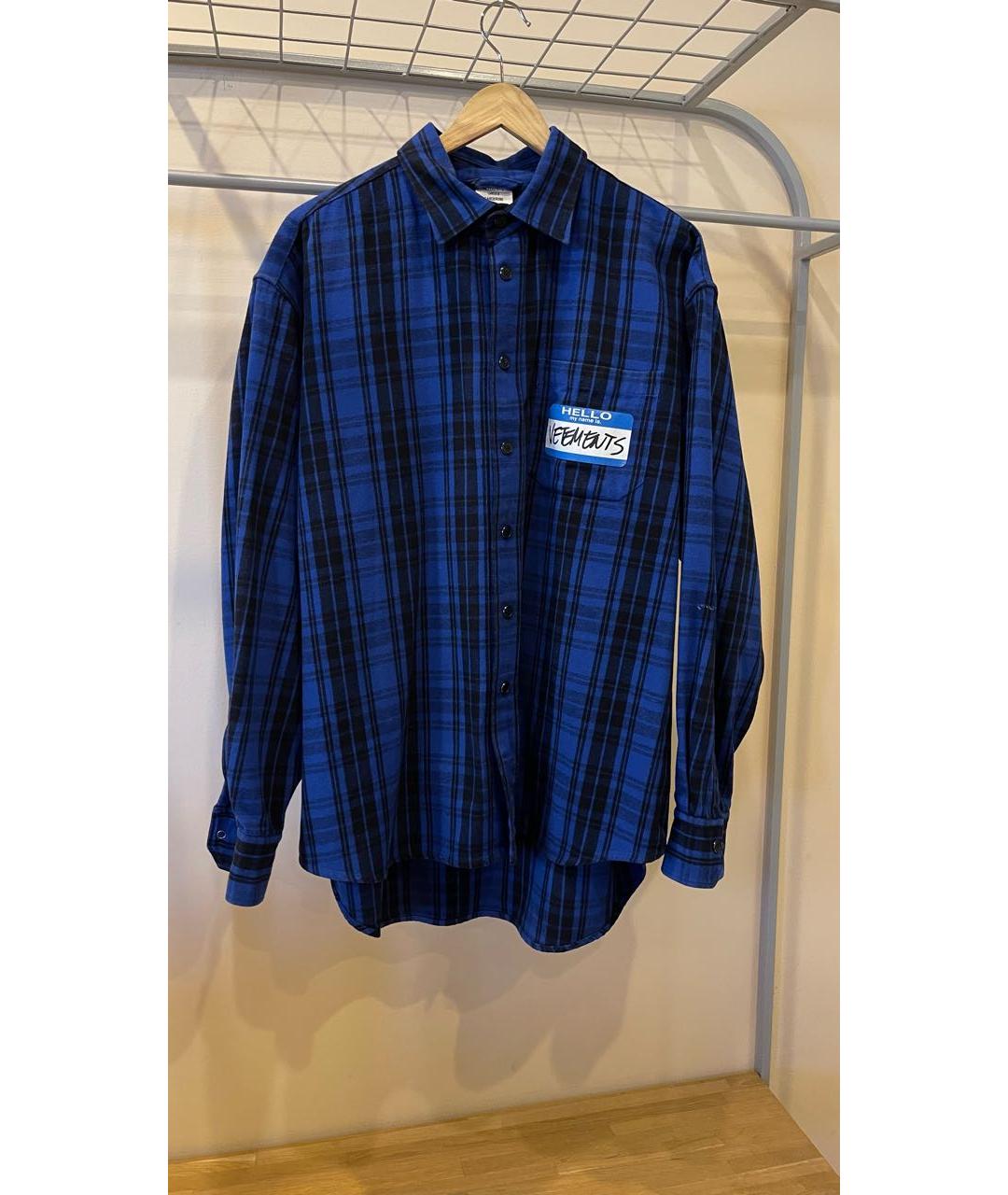 VETEMENTS Синяя хлопковая кэжуал рубашка, фото 8