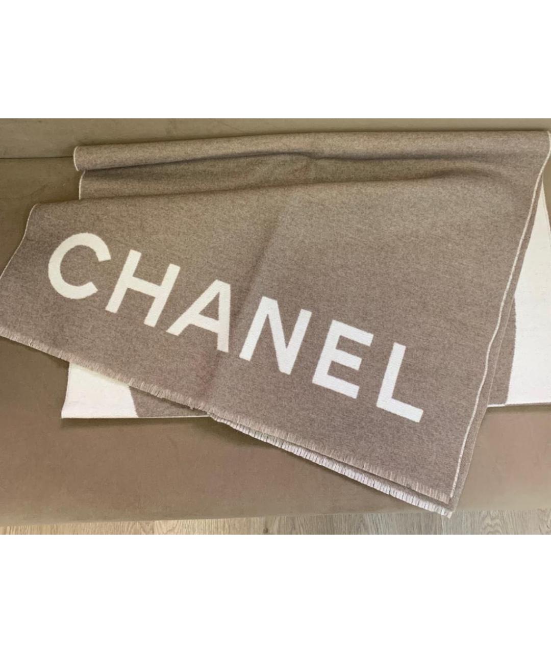 CHANEL Бежевый кашемировый шарф, фото 2