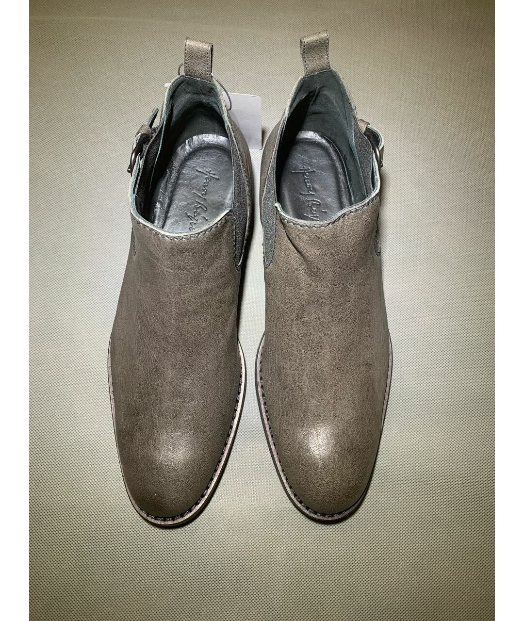 HENRY BEGUELIN Антрацитовые кожаные низкие ботинки, фото 2