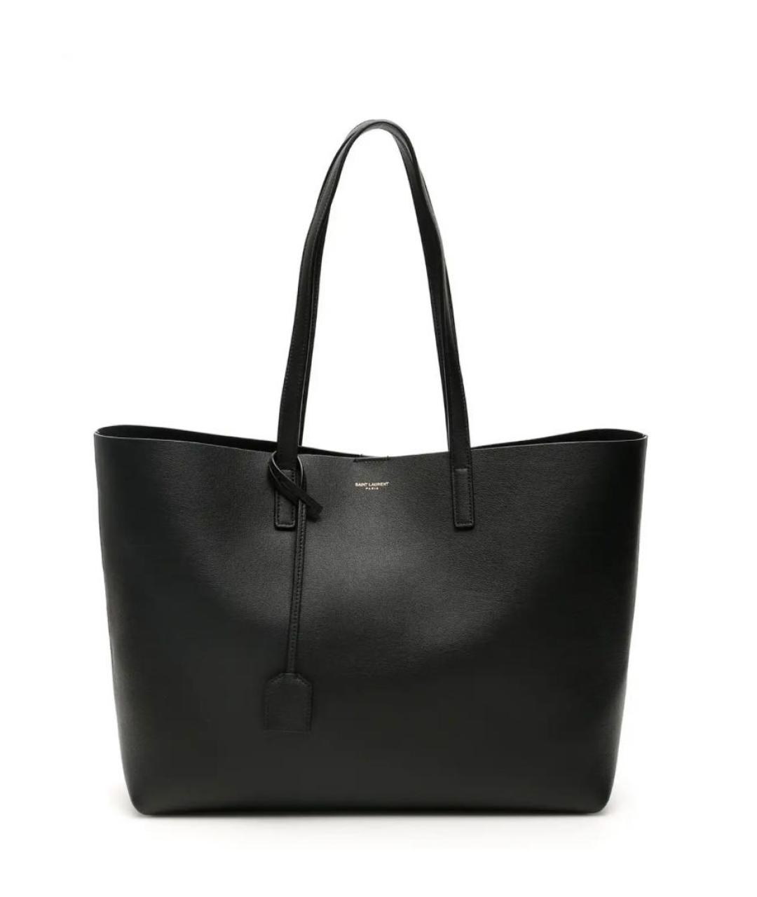 SAINT LAURENT Черная кожаная сумка тоут, фото 5