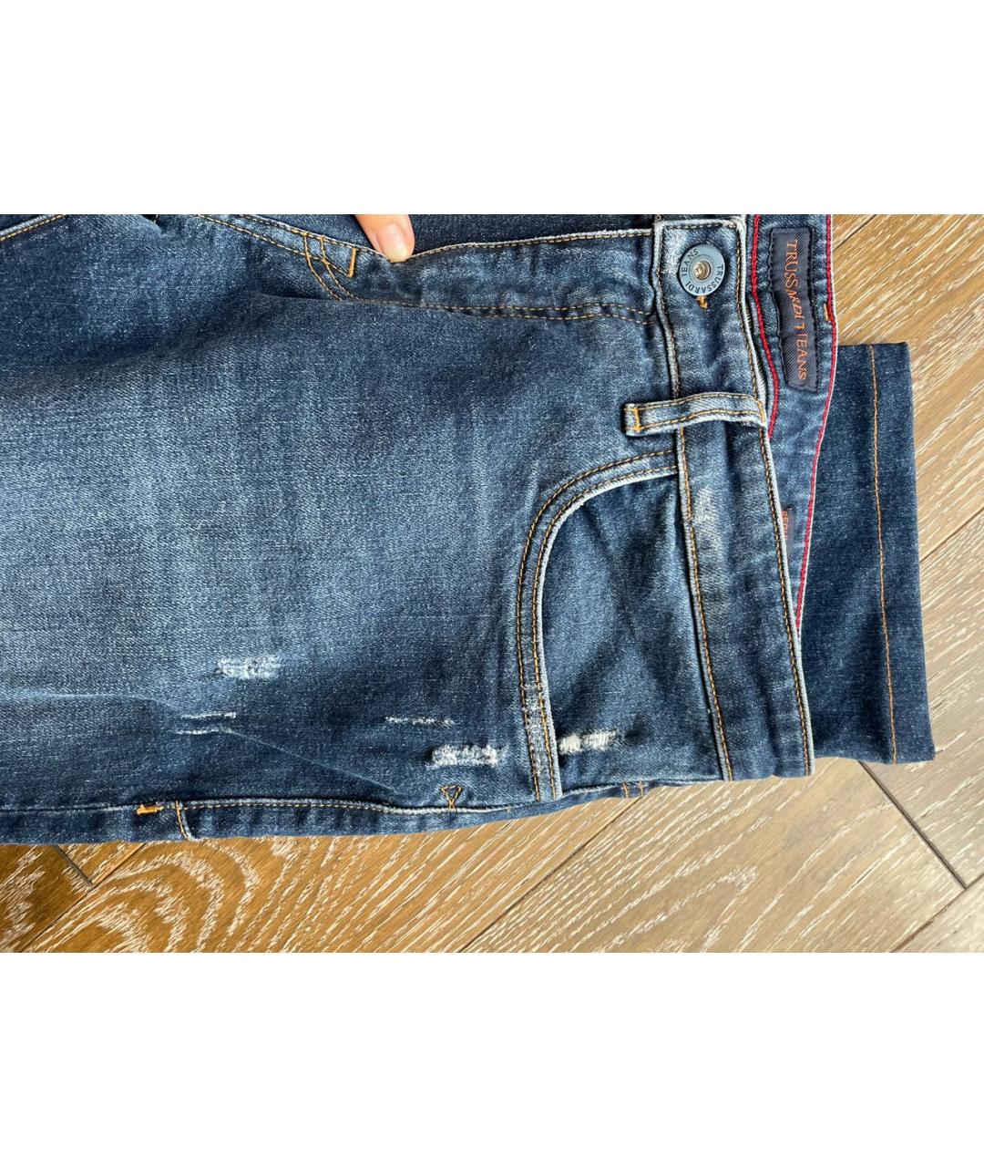 TRUSSARDI JEANS Синие хлопковые прямые джинсы, фото 8