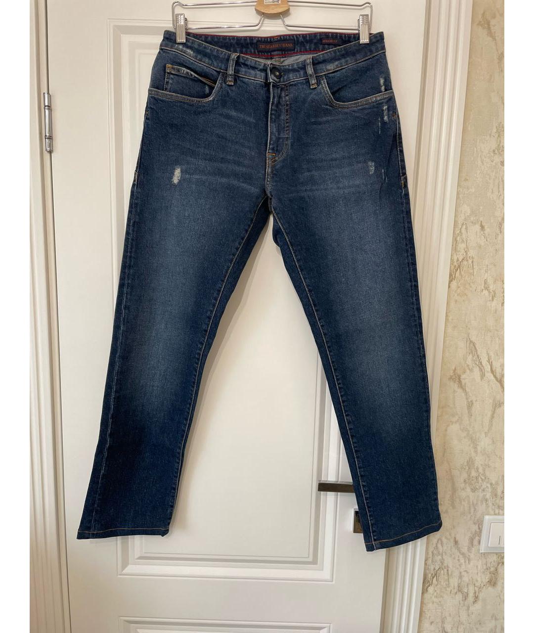 TRUSSARDI JEANS Синие хлопковые прямые джинсы, фото 9