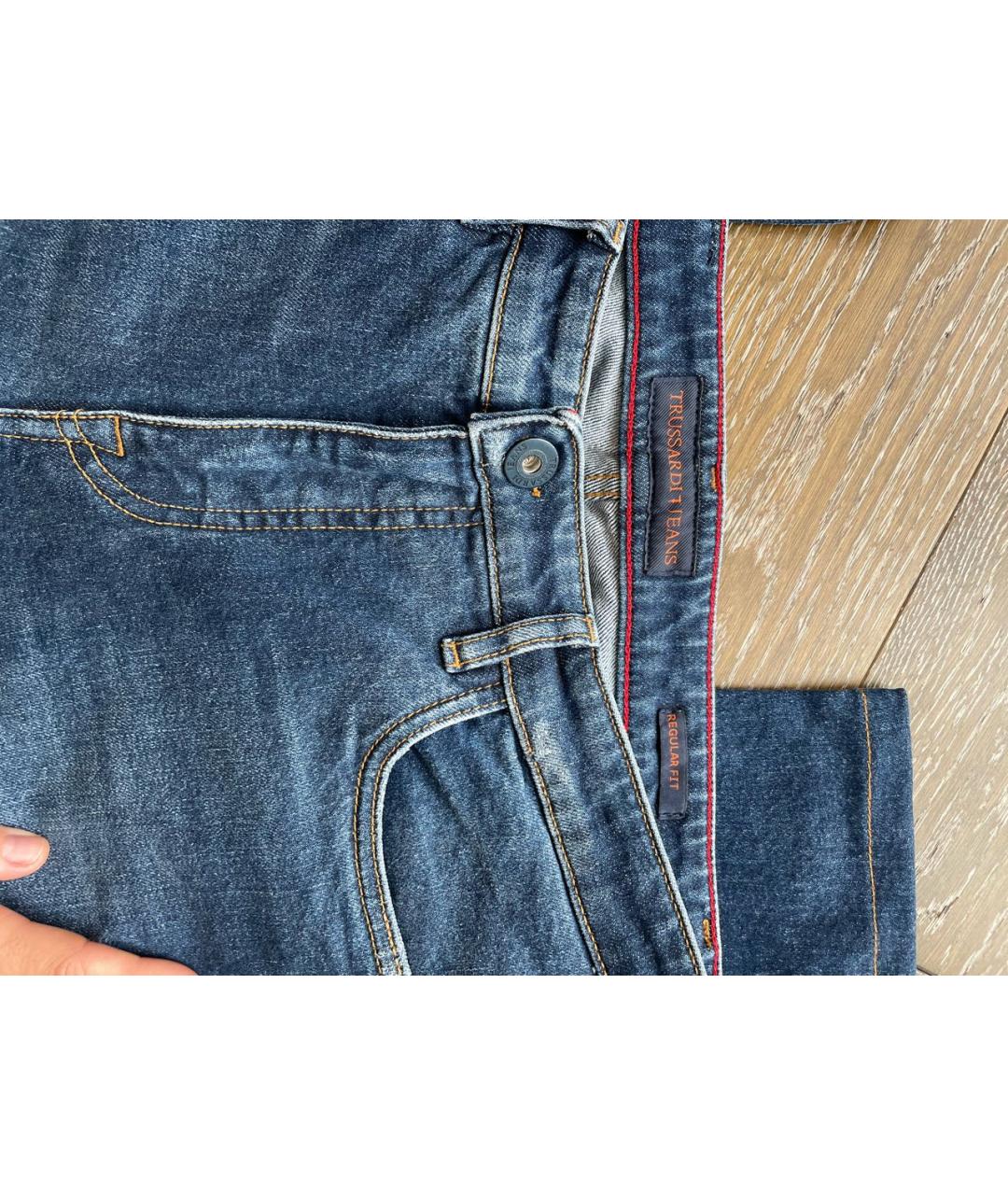 TRUSSARDI JEANS Синие хлопковые прямые джинсы, фото 4