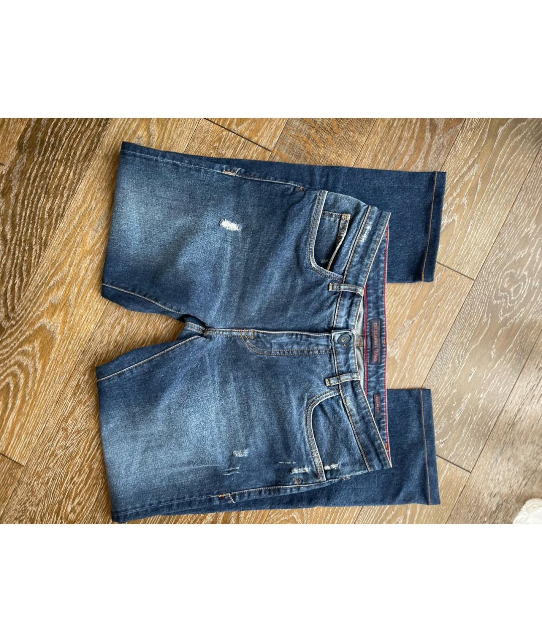 TRUSSARDI JEANS Синие хлопковые прямые джинсы, фото 3