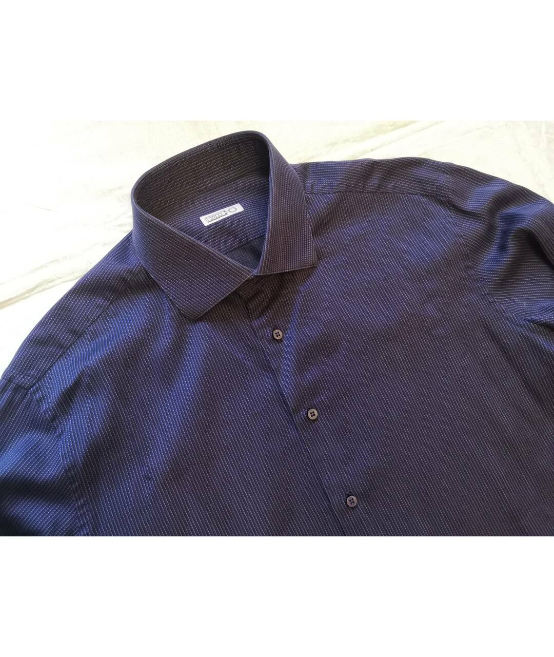 ZILLI Темно-синяя хлопковая классическая рубашка, фото 2