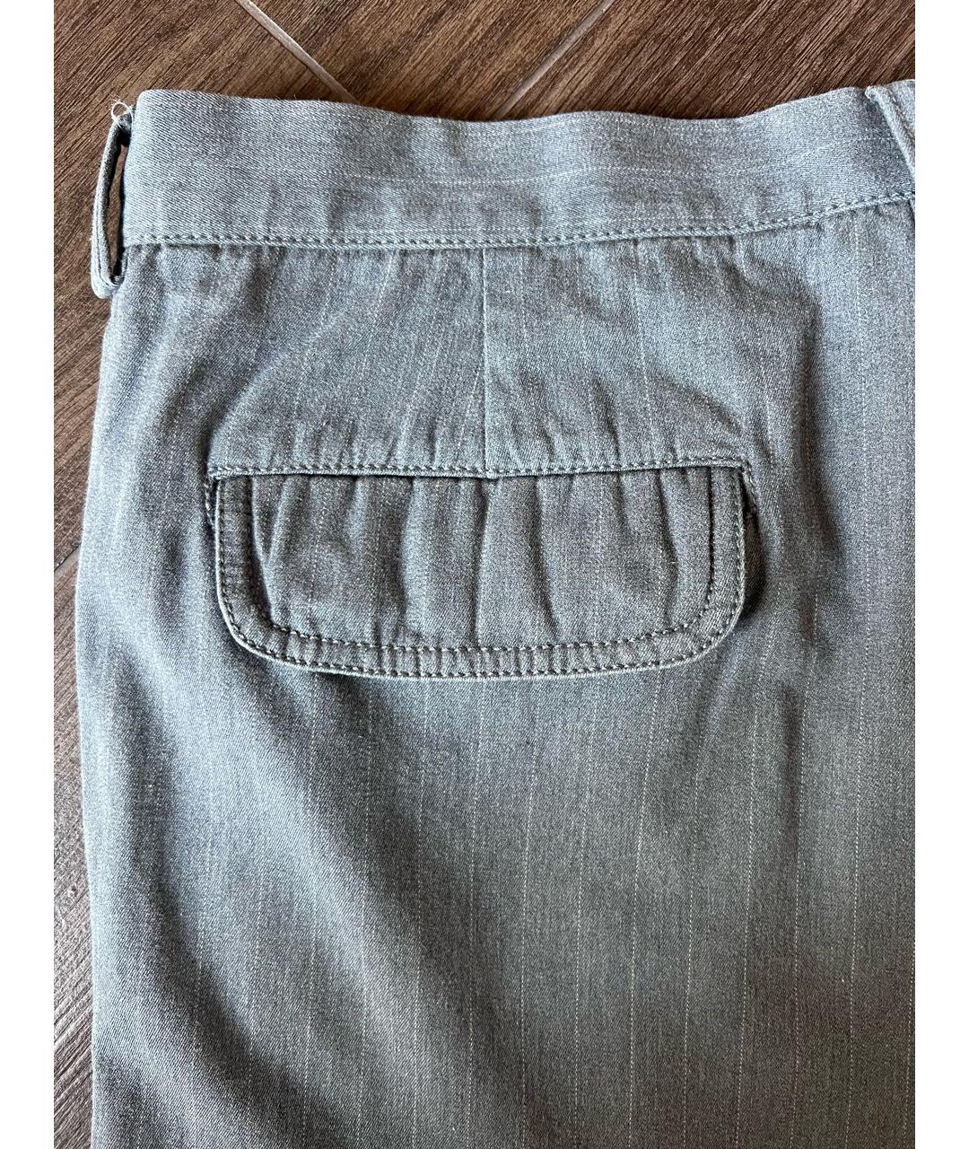 BRUNELLO CUCINELLI Серые хлопковые классические брюки, фото 4