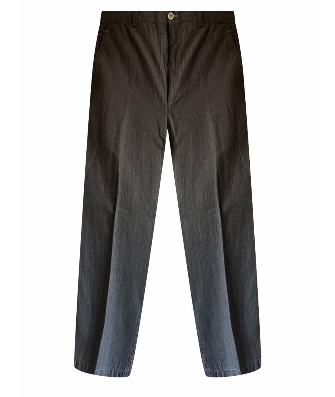 BRUNELLO CUCINELLI Серые хлопковые классические брюки, фото 1