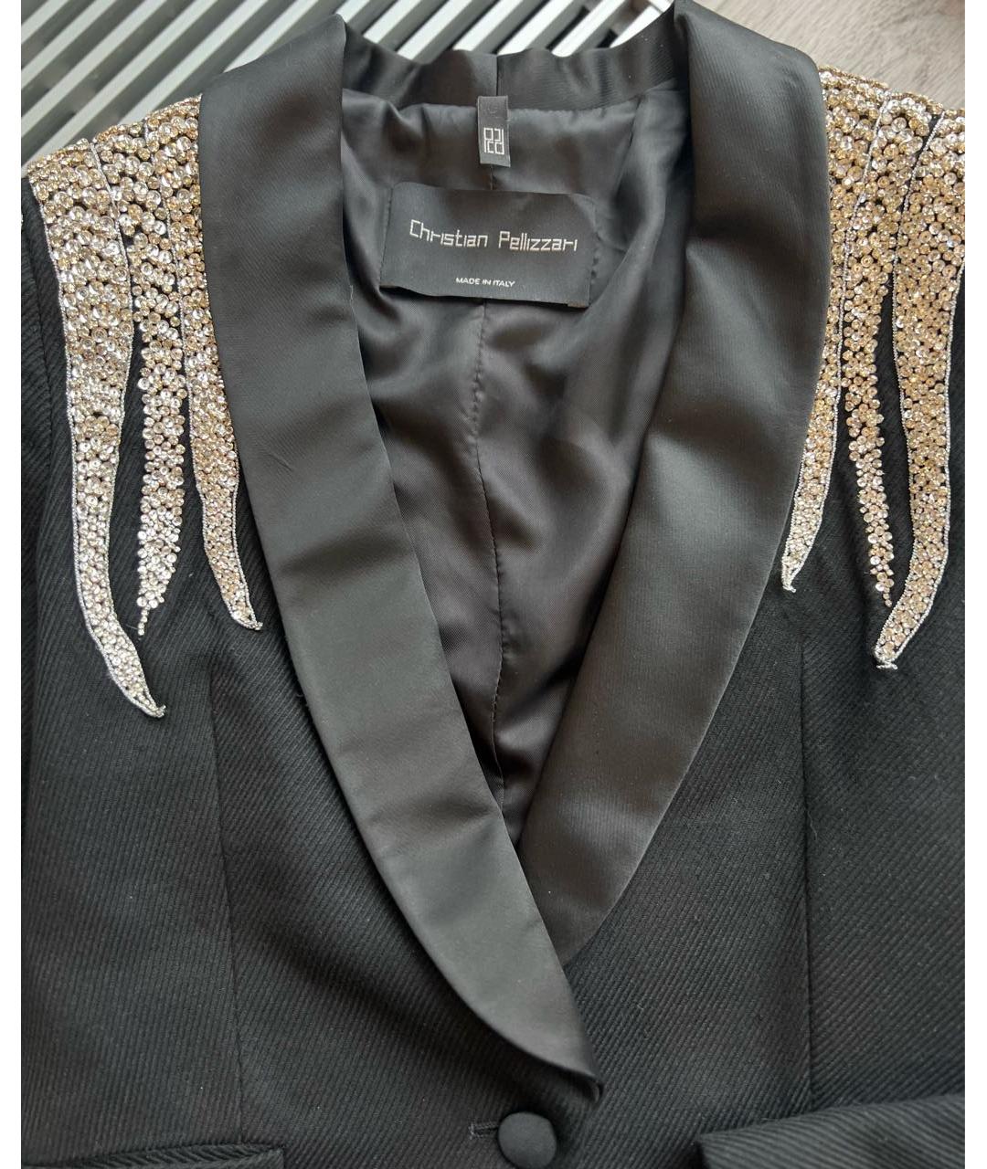 CHRISTIAN PELLIZZARI Черный вискозный жакет/пиджак, фото 5