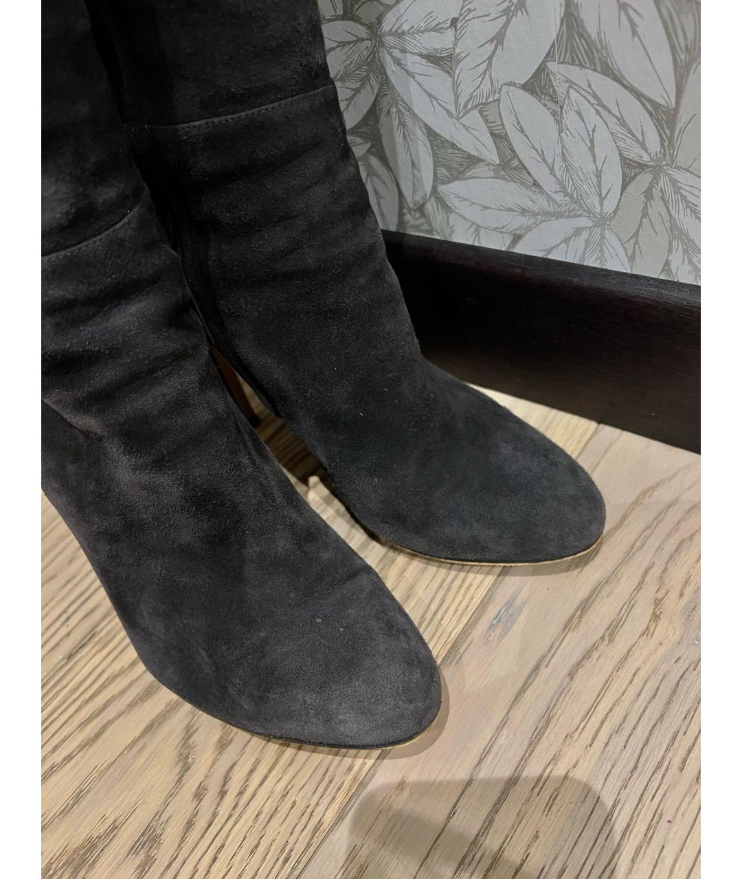 GIANVITO ROSSI Антрацитовые замшевые ботфорты, фото 6