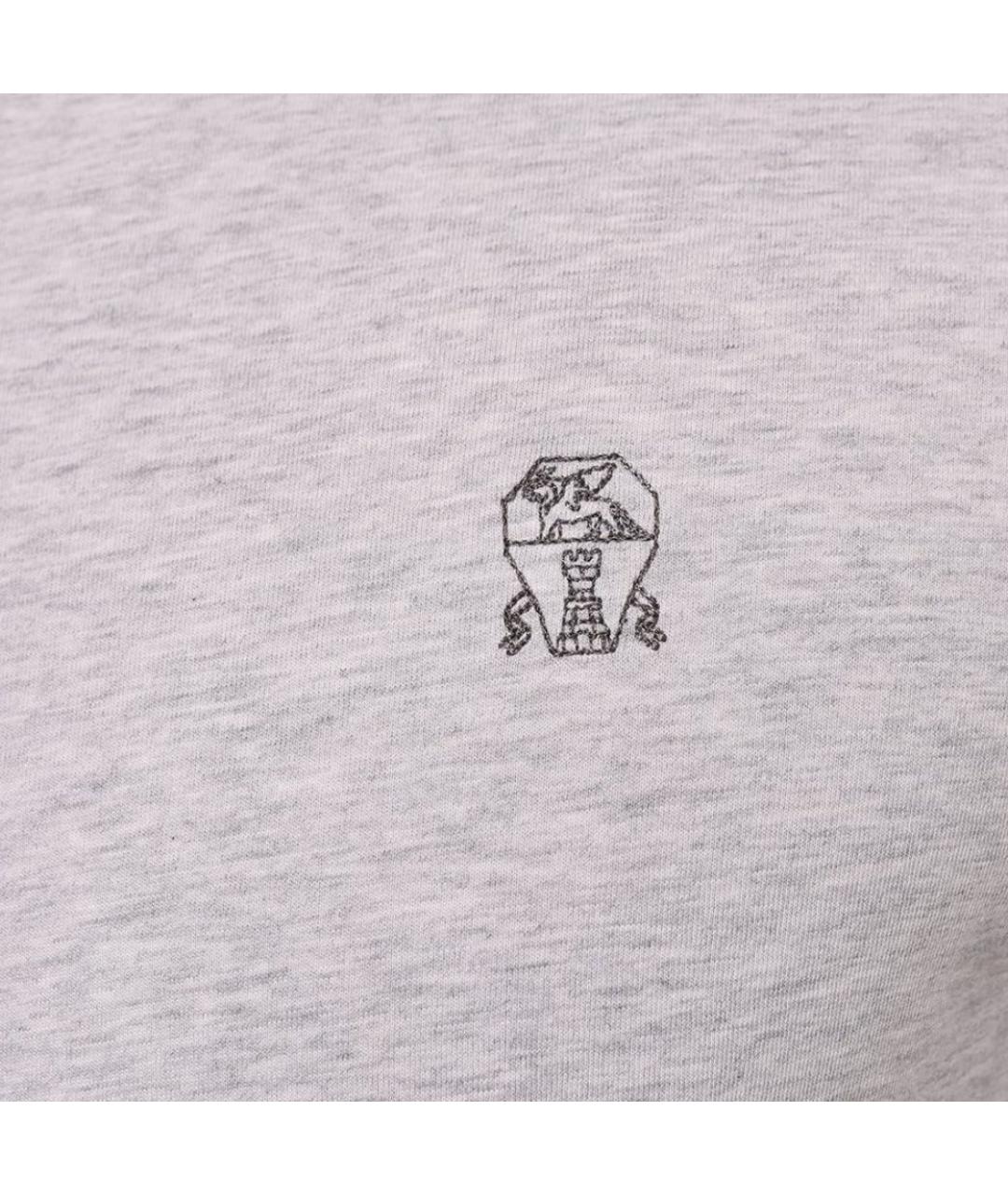 BRUNELLO CUCINELLI Серая хлопковая футболка, фото 4