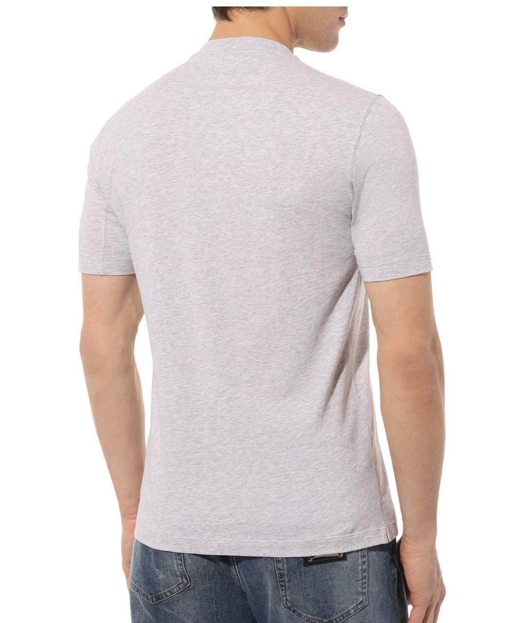 BRUNELLO CUCINELLI Серая хлопковая футболка, фото 3