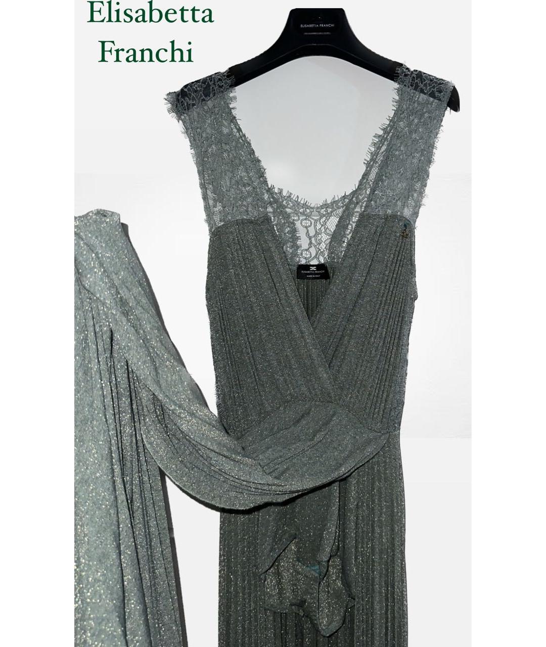 ELISABETTA FRANCHI Зеленые вискозное вечернее платье, фото 2